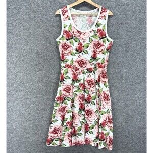 LulaRoe Dress Women L Large White Floral Sheath Midi Sleeveless Round Neck